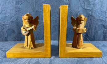 Wooden Angel Book Ends