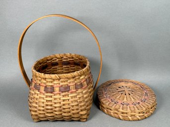 Beautiful Vintage Basket With Bent Wood Handle