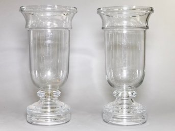 A Pair Of Large Vintage Glass Candle Hurricanes