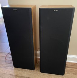 Pair Of Large Vintage Sony Speakers - 34.5' High