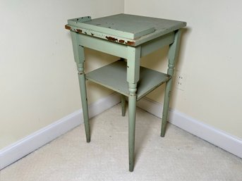 Green Painted Vintage End Table