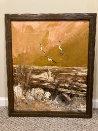 Original Oil By Morris Katz With Paper Clipping Of The Artist