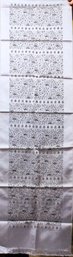 Very Fine Silk Scarf Or Table Runner Finely Embroidered W Flowers Asian