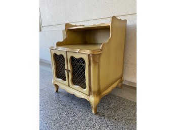 Vintage Mid 20th Century French Provincial 2-door Nightstand Accent Table W/ 2 Tier Cubby Storage Design