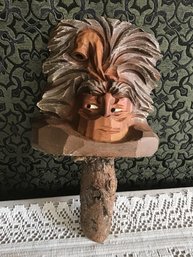 Wood Carved Tiki Totem Head