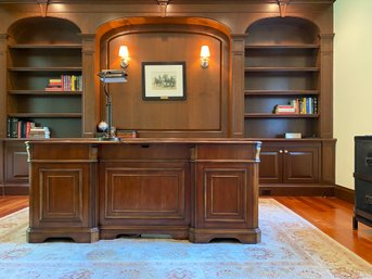 Hooker Furniture - The Brookhaven Collection Executive Desk With File Drawers Leather Top And Writing Tablets