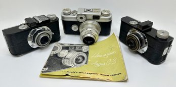 3 Vintage Angus Cameras: C-Four, 2 Anastigmats & Angus C-3 Manual, Cameras Untested