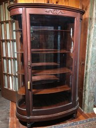 Spectacular Antique (1920s-1930s) Mahogany Curved Glass China Closet / Curio Cabinet - LARGE SCALE SIZE -