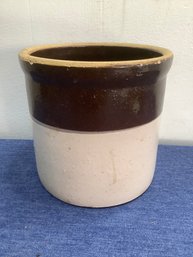 Brown And Cream Pottery Crock