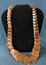 Mid Century Graduated Wooden Disc Necklace