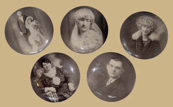 Five Vintage Medallion Studios Chicago Antique Photographic Celluloid Buttons