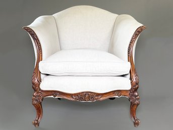 A 1920's Parlor Chair - With Newer Linen Upholstery