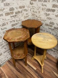 Trio Of Wooden Plant Stands