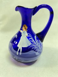 Mary Gregory Cobalt Pitcher