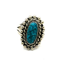 Vintage Sterling Silver Southwestern Turquoise Color Stone Ring, Size 6