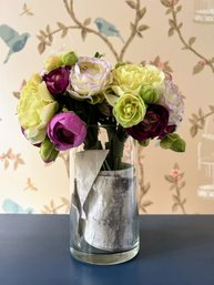 Lovely Faux Flower Arrangement In Glass Vase