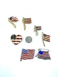 Collection Of Red, White, And Blue Patriotic Brooches