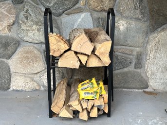A Small Hearth Rack With Tools, Seasoned Wood & Starters