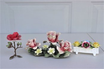 Group Lot Of Fine China Rose Figurines