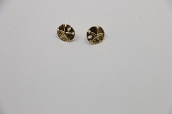 14k Yellow Gold Sand Dollar Earrings