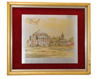 Limited Edition Damascene Etching The Quadrangle Reed & Barton In Silver 24kt Gold Vermeil, Copper, And Bronze