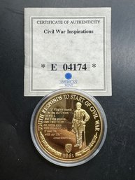 American Mint Civil War Inspirations South Responds Robert E. Lee Layered In 24k Gold