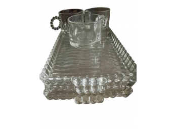 3 Glass Vintage Snack Trays With Cups