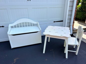 Childs Storage Bench, Table, & Chair