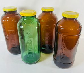 Lot Of Vintage Glass Juice/water Bottles With Lids