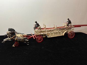 Vintage Cast Iron Horse Drawn Fire Wagon Toy