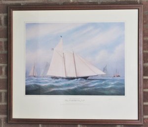 Signed And Framed Large Print Of The Paintings Of The America's Cup 1851 America By Tim Thompson