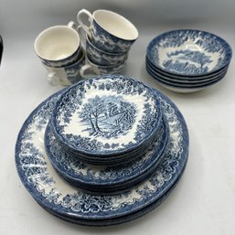 Lot Of Churchill Blue Willow Dinnerware - 35 Pieces -