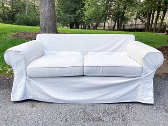 A Coastal Linen Slip Covered Sofa, Possibly Pottery Barn