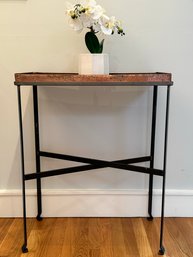 Contemporary Metal Plant Table With Copper Tray