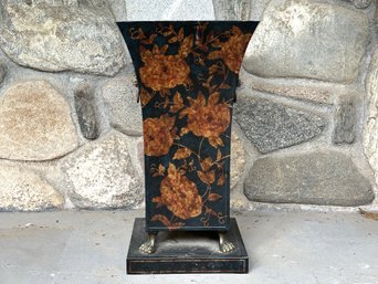 A Decorative Umbrella Stand With A Floral Motif & Brass Hardware