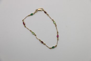 14k Yellow Gold Bracelet With Small Gemstones