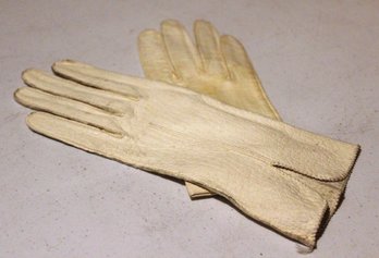 Pair Vintage White Leather Ladies Gloves By Boyce Lazarus Size 7 1/4