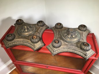 Two Large Antique Ceiling Mount Light Fixture With Rosettes - Original Wiring - 1930s - 1940s - NICE !