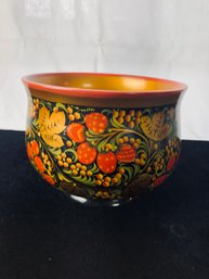 Traditional  Russian Khokhloma/Hohloma Lacquered Bowl