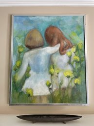 Two Friends In A Field Painting Signed Karin J Butts