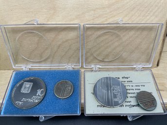 Pair Of 1970-71 0.900 Silver 'let My People Go' Israeli Medals'coins. 26 Grams Each.