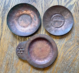 Three Arts & Crafts Hand Hammered Copper Trays