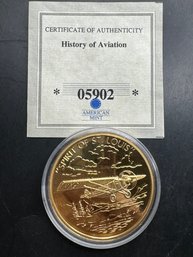 American Mint History Of Aviation Spirit Of St. Louis Layered In 24k Gold