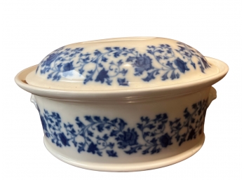 Vintage Blue And White Porcelain Pillivuyt And Co Baking Dish - Made In France