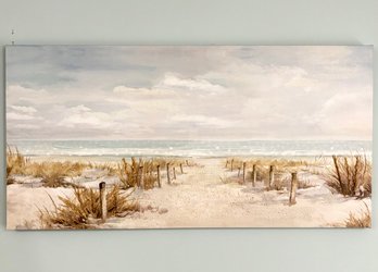 A Large Modern Canvas Print With Natural Applique - Beach Scene