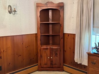 A Free-Standing Vintage Corner Cabinet In Pine