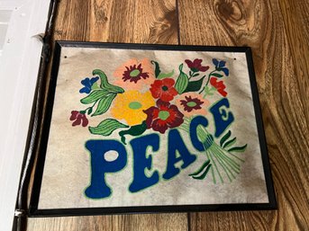 Vintage Textile Wall Art 'Peace'