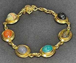 Vintage Gold Filled Hand Carved Scarab Bracelet