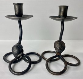 Tulip Style Cast Iron Candle Holders (2)