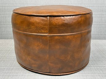 A Vintage Vinyl Footstool (Chestnut Brown)